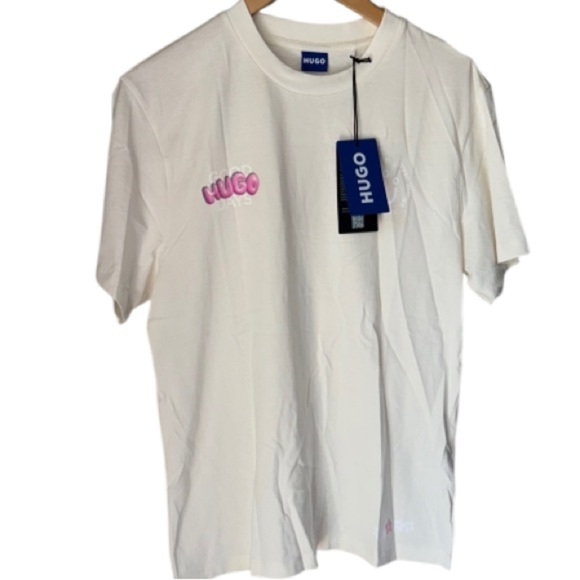 HUGO White shirt Short Sleeve Tee with Graphic Detail new small unisex - Picture 11 of 11